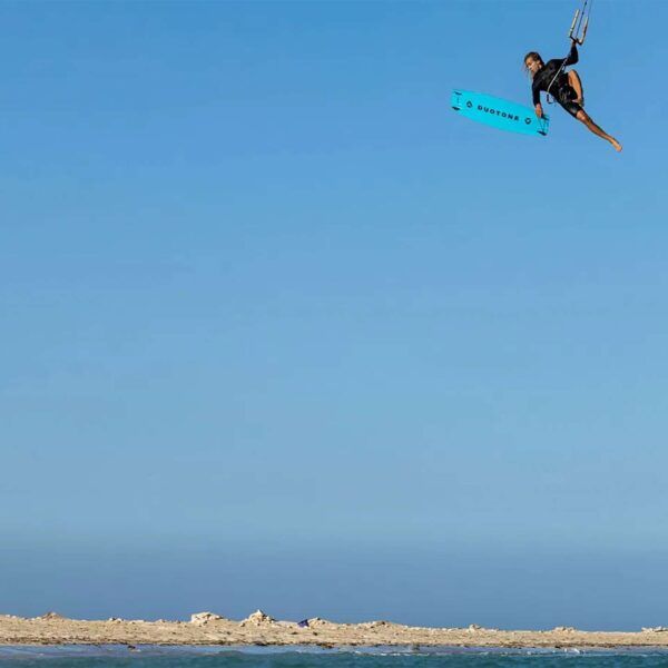 Kiteboarder big air jump
